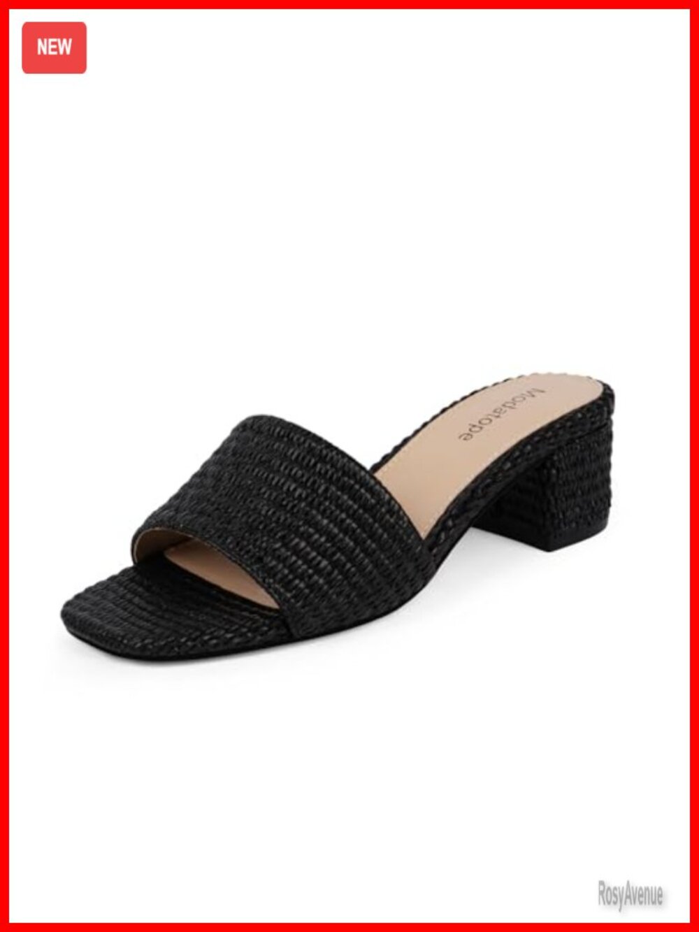 Braided Chunky Low Heel Square Toe Sandals Open Toe Heeled Mules Slip On